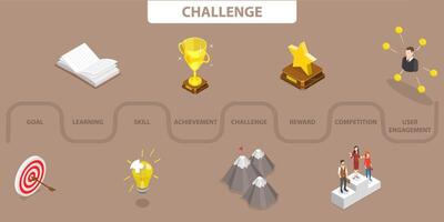 3D Isometric Flat Illustration of Gamification, Marketing Strategy for Customers to Achieve Target vector