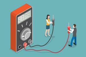 3D Isometric Flat Illustration of Digital Multimeter, Electrical Measuring Tool vector