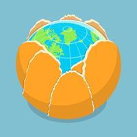 3D Isometric Flat Illustration of Ecology And Sustainable Environment, Save the Planet vector