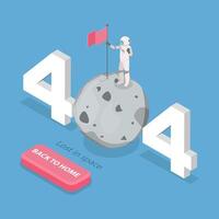 3D Isometric Flat Illustration of 404 Error, Page Not Found, Lost in Space vector