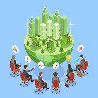 3D Isometric Flat Illustration of Business Meeting With ESG, Environment, Social and Governance vector