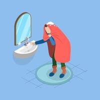 3D Isometric Flat Illustration of Frozen Faucet, Problems Homeowners Face During Freezing Winters vector
