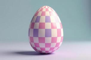 Pastel checkered egg on soft background reflecting modern minimalist aesthetic photo