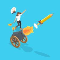 3D Isometric Flat Illustration of New Creativity Idea, Creating Internet Content vector