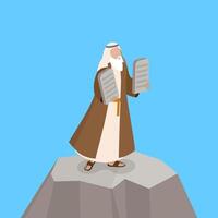 3D Isometric Flat Illustration of Biblical Story, Moses with the Tablets of the Law of God vector