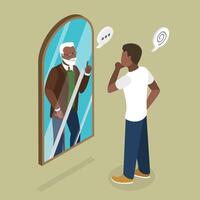 3D Isometric Flat Illustration of Advice From Older Generation , Lifetime and Self-realization vector