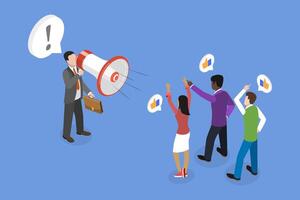 3D Isometric Flat Illustration of Effective Communication, Teamwork Building vector