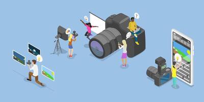 3D Isometric Flat Illustration of Photography Workshop, Arts and Crafts Class vector
