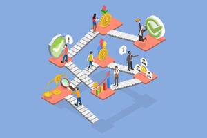 3D Isometric Flat Illustration of Inclusive Growth, Sustainable Development vector