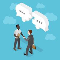 3D Isometric Flat Illustration of Great Communication Skills, Storytelling or Explanation vector