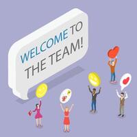 3D Isometric Flat Illustration of Welcome To The Team, Good Relationship in Company vector