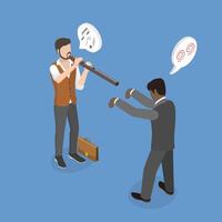 3D Isometric Flat Illustration of Hypnosis, Manipulation Technique of a Business Partner or a Client vector