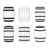 Barrel icon set, Wooden keg icons in thin line and flat and color style with editable stroke on white background vector