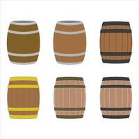 Barrel icon set. Wooden keg icons in thin line, flat and color style with editable stroke on white background vector