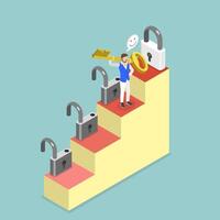 3D Isometric Flat Illustration of Unlock Your Skills, Way to Success vector
