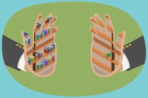 3D Isometric Flat Illustration of Educated Vs Uneducated, Access to Knowledge vector