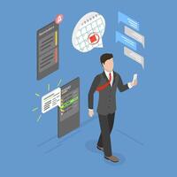 3D Isometric Flat Illustration of Daily Tasks, Reminder in Calendar vector