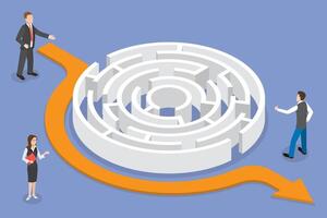 3D Isometric Flat Illustration of Bypass Route, Different Way to Success vector