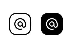 email or at symbol on a square. Perfect for illustrating email address, contact information, online communication, and related concepts vector
