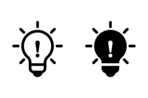 Light bulb with exclamation mark icon set. symbolizing an idea alert, warning, or urgent message. ideal for website icons, app graphics, and business presentations vector