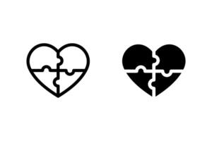 heart shape made of puzzle pieces icon set. Represents love, connection, relationship, and teamwork. Perfect for Valentine Day, or representing unity and collaboration. vector