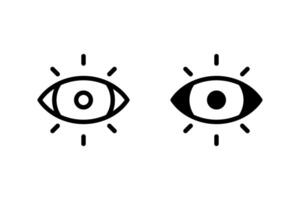 Eye icon with rays emanating. Represents vision, observation, awareness, and insight. Ideal for use in web design, graphic design, apps, health, technology, security, or mindfulness vector