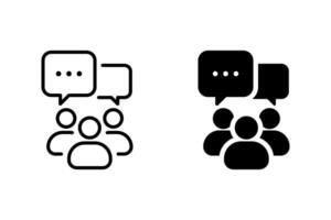 Group discussion icon set. Ideal for illustrating communication, teamwork, brainstorming, and online meetings vector