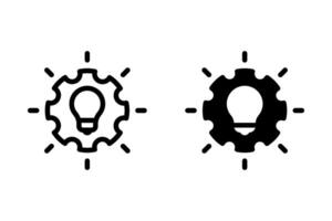 gear with light bulb icon set. symbolizing idea generation, innovation, and problem solving vector