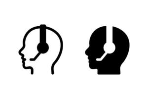Person wearing a headset. Represents customer support, call center, help desk, and online assistance. Ideal for websites, apps. vector