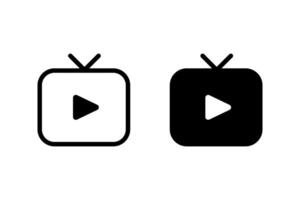 Television with play button icon set. Perfect for representing content, streaming services, media, entertainment, or online courses vector