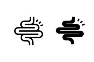 intestine with pain indicator. Represents digestive health, bowel issues, inflammation, and medical problems related to the gut vector
