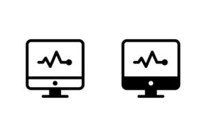 Monitor displaying heartbeat line. Represents healthcare, medical monitoring, diagnostics, and technology. color editable vector