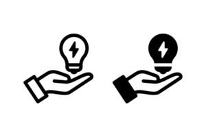 Hand holding a light bulb. Symbolizing creativity, innovation, and solution finding. Perfect for business, technology, and educational, vector