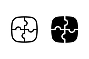 Square puzzle icon set. Perfect for representing teamwork, problem solving, strategy, and integration concepts vector
