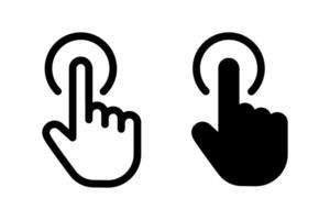 Hand with index finger touching or pressing a button. Ideal for web design, mobile apps, ui elements. vector