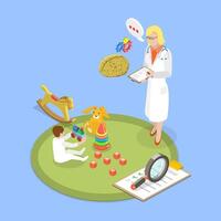 3D Isometric Flat Illustration of Child Development Assessment, Pediatric Check-up vector