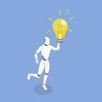 3D Isometric Flat Illustration of Innovative Business Idea, Artificial Intelligence Generate Creative Solution vector