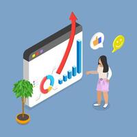 3D Isometric Flat Illustration of Company Growth, Development to Boost Performance vector