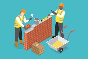 3D Isometric Flat Illustration of Constraction, Professional Engineering and Building vector