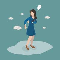 3D Isometric Flat Illustration of Trauma After Breaking Up, Emotional Problems, Grief and Loneliness vector