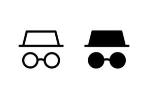 incognito mode or anonymous browsing icon set. Perfect for privacy, security, and online safety themes. illustration vector