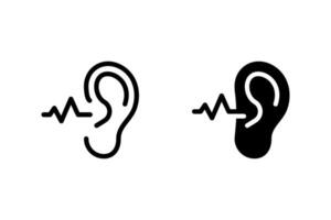 Ear with sound waves, representing hearing, listening, or hearing impairment. Ideal for medical, health, and accessibility themes vector