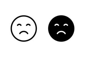 Sad face emoji icon set. Perfect for expressing sadness, disappointment, or negative in digital communications and designs vector