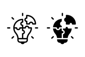 Idea icon set. lightbulb formed from puzzle pieces, representing a new idea, innovation, solution, or problem-solving vector
