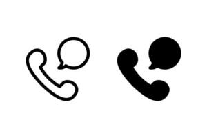 phone handset icon with a speech bubble, representing communication, support, and contact. Clean and simple design suitable for various digital and print apps vector