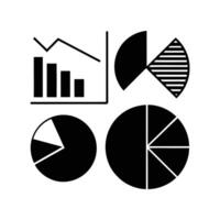 Pie chart and bar graph icon in black style for data analysis, finance, and statistics visual presentation vector