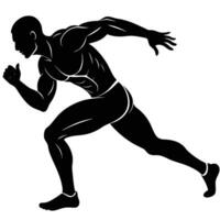 Silhouette Of Muscular Man Sprinting With Dynamic Movement And Defined Anatomy vector
