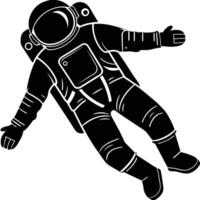 Astronaut In Space Suit Floating Abstract Black And White Illustration vector