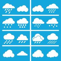 Weather Icons Graphic Set Clouds And Rain On Blue Background vector