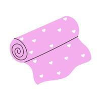 Roll of fabric with hearts. Textile material. illustration. vector